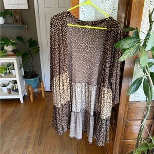 Chic Soul Brown and Cream Patterned Top